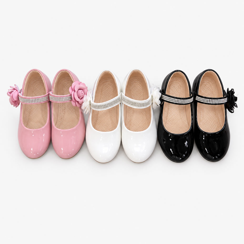 [SL-111-4] Zapato de charol para niña con tiras cruzadas