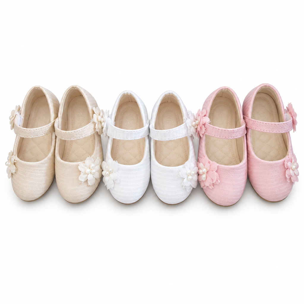 [DLM-639] Zapato de charol para niña con punta brillante y moño pequeño