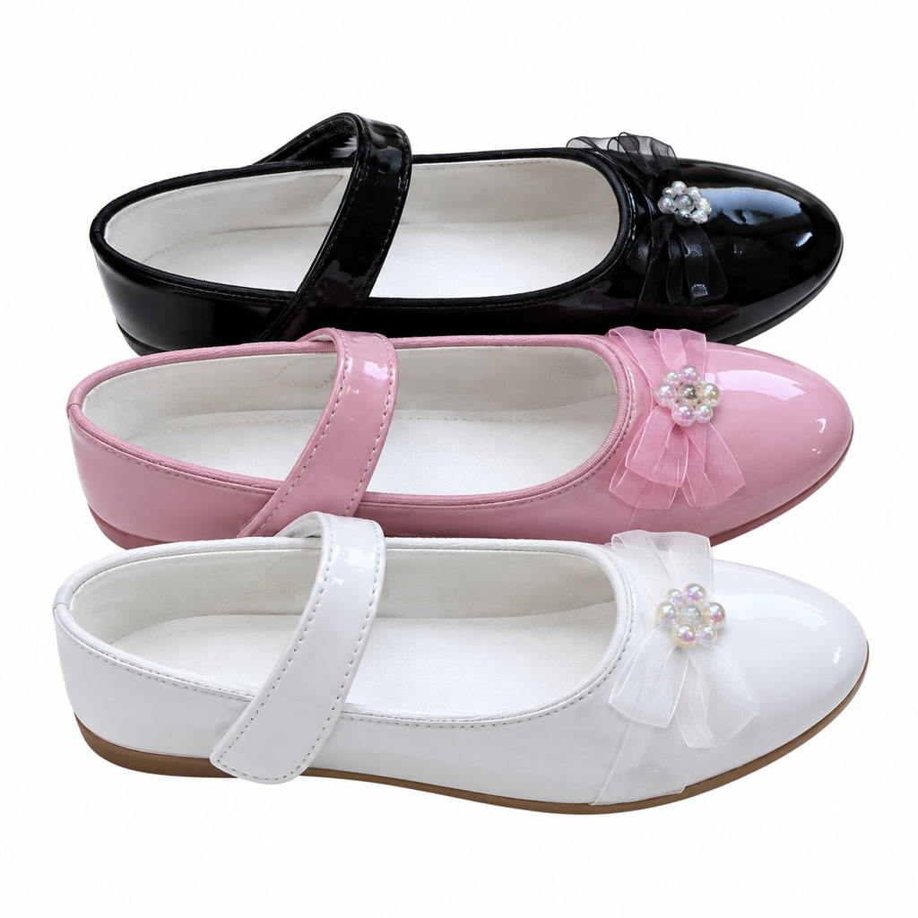 [SL-3-4] Zapato de charol para niña con correa diagonal y broche