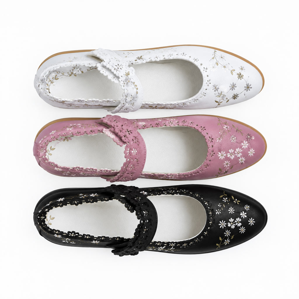 [SL-3-3] Zapato de charol para niña con adorno de mariposa en la punta