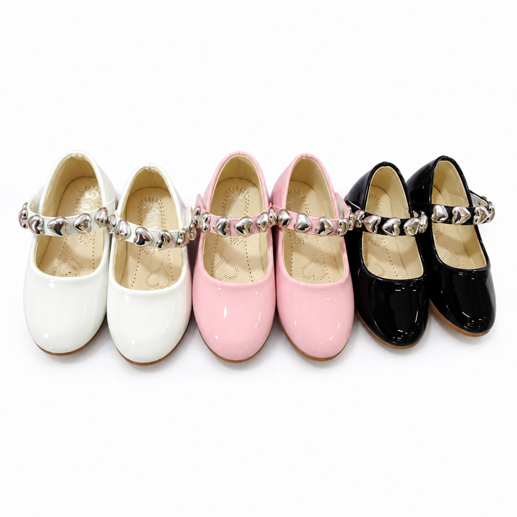 Zapato de charol Oxford para niña con moño pequeño y pulsera
