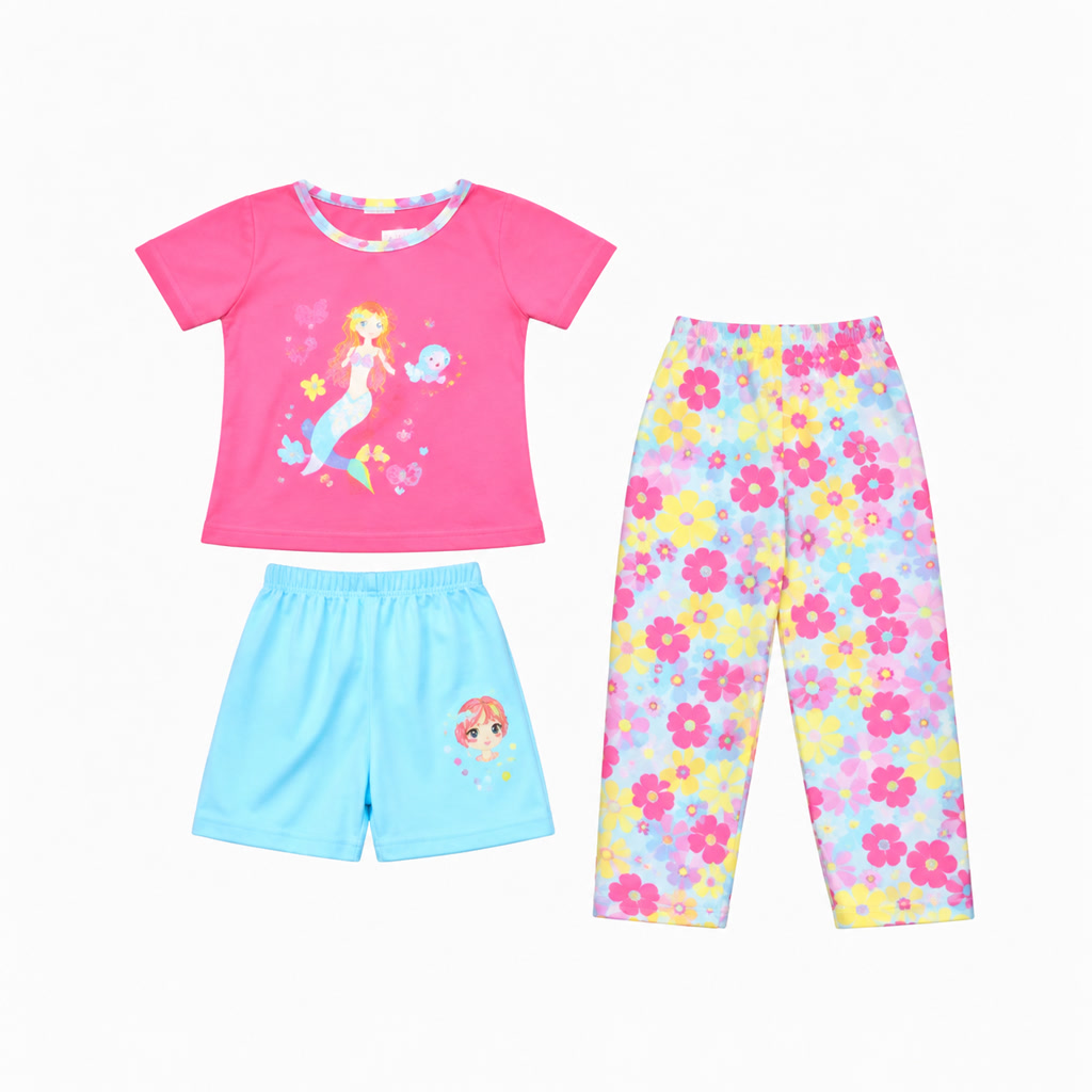 [70-140200] Pijama de tres piezas con sirena
