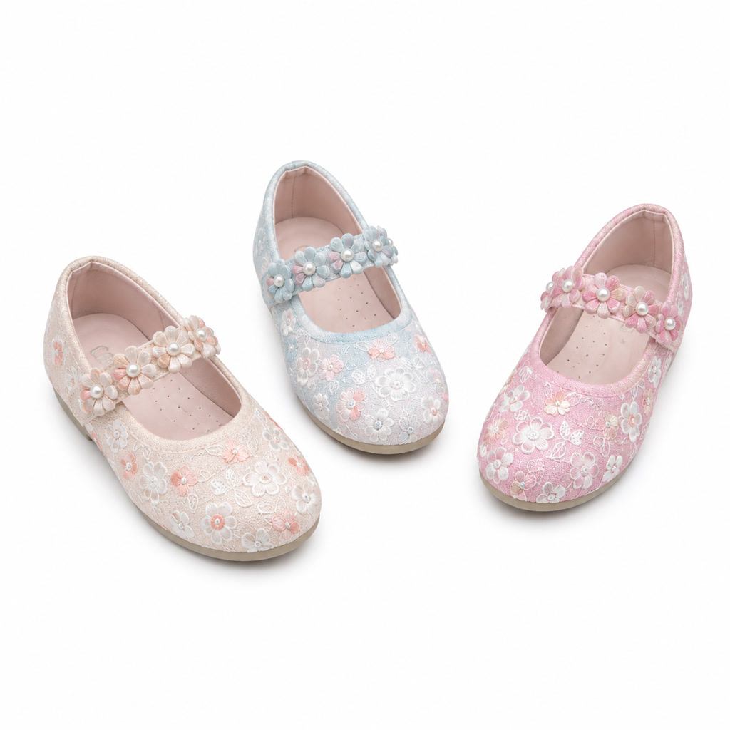 [DLM-2015] Zapato de charol para niña con dos flores en la punta (26-30)