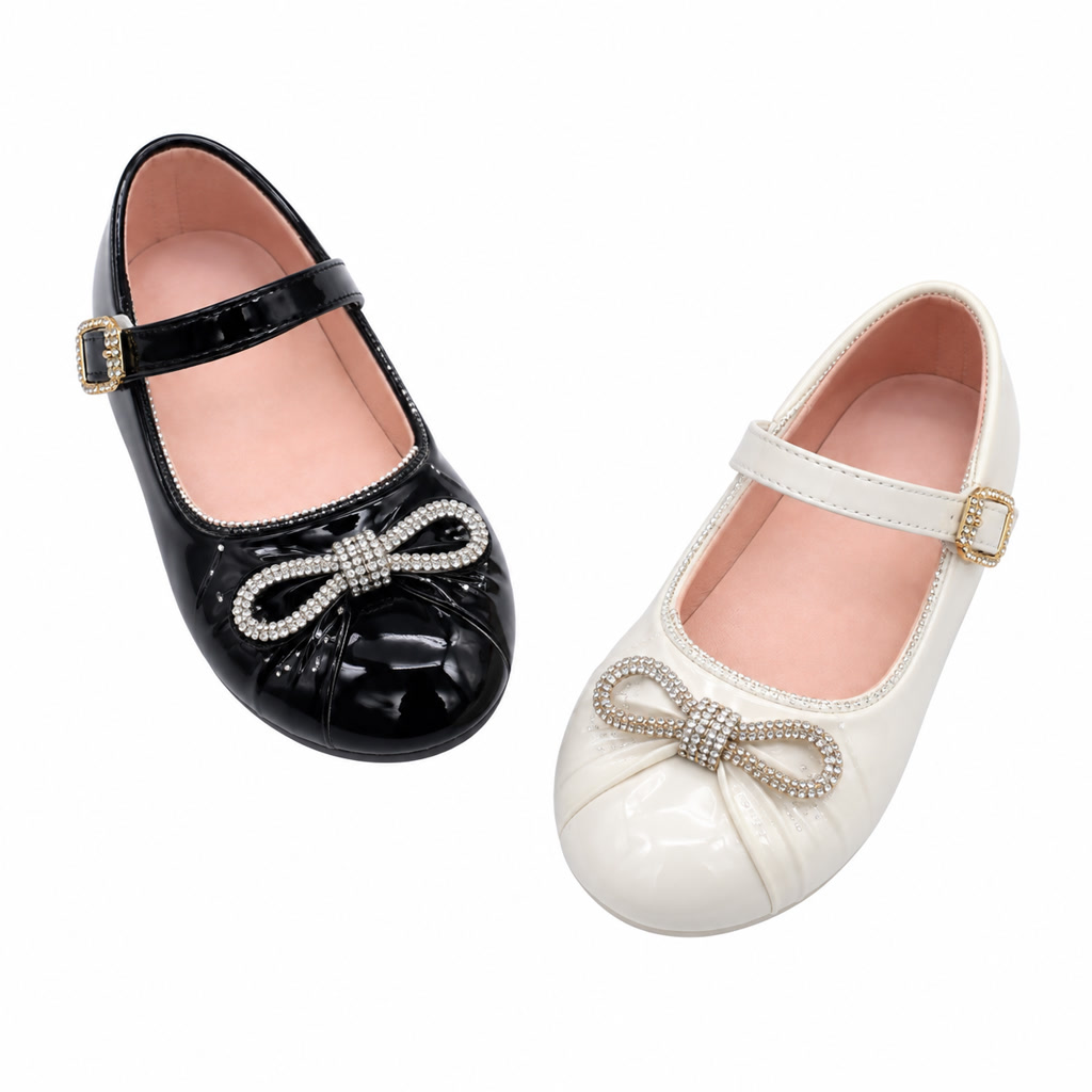 [DLM-2174] Zapato de charol para niña con lazo delineado en contraste (26-30)