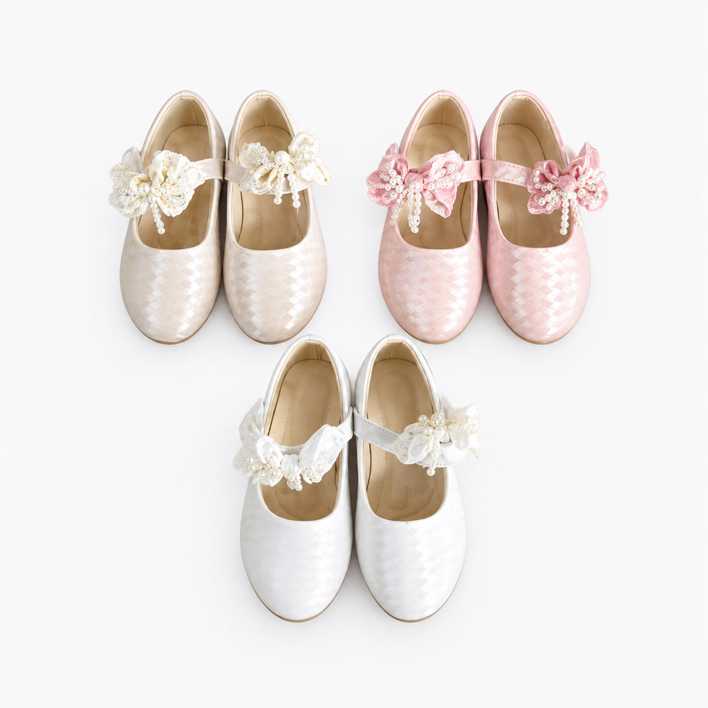 [DLM-2784] Zapato de charol para niña con moño amplio de encaje (26-30)