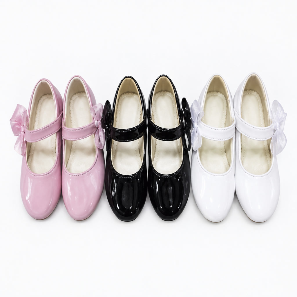 [DLM-3573] Zapato de charol para niña con moño delantero y pulsera fina (26-30)