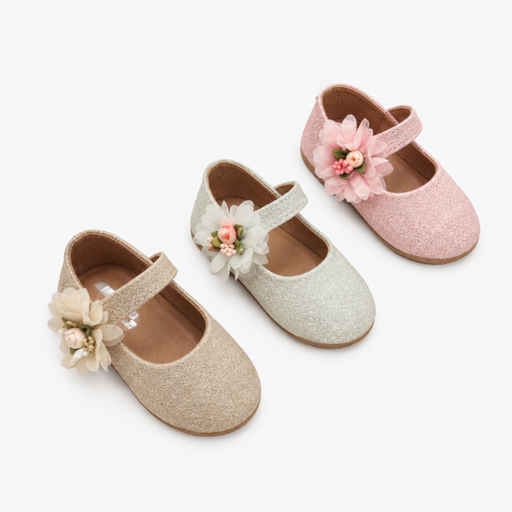[DLM-1430] Zapato de charol para niña con moño de pétalos (26-30)