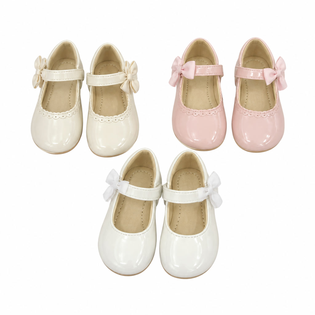 [DLM-3771] Zapato de charol para niña con moño de pétalos y pulsera (26-30)