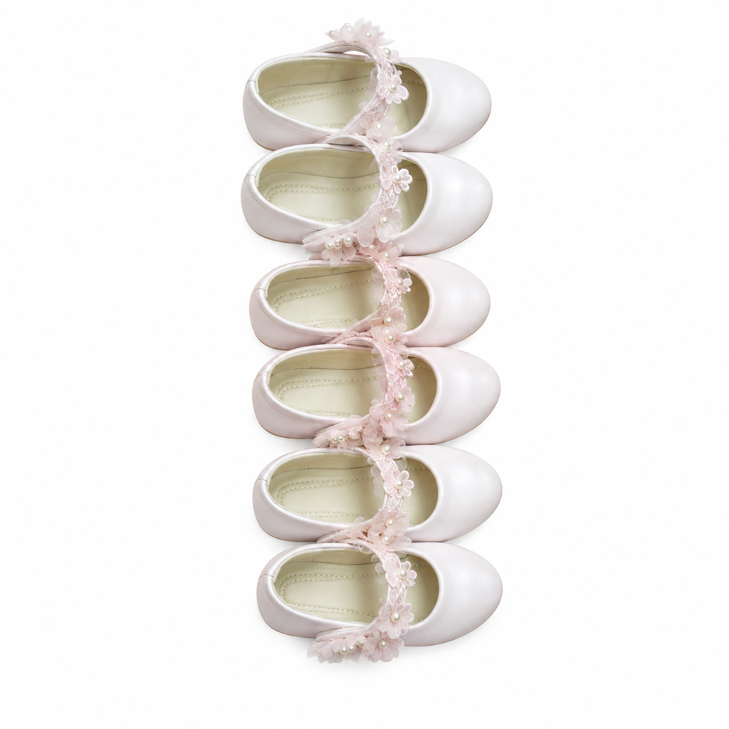 [DLM-3561] Zapato de charol para niña con moño de tul sobre punta redonda (26-30)
