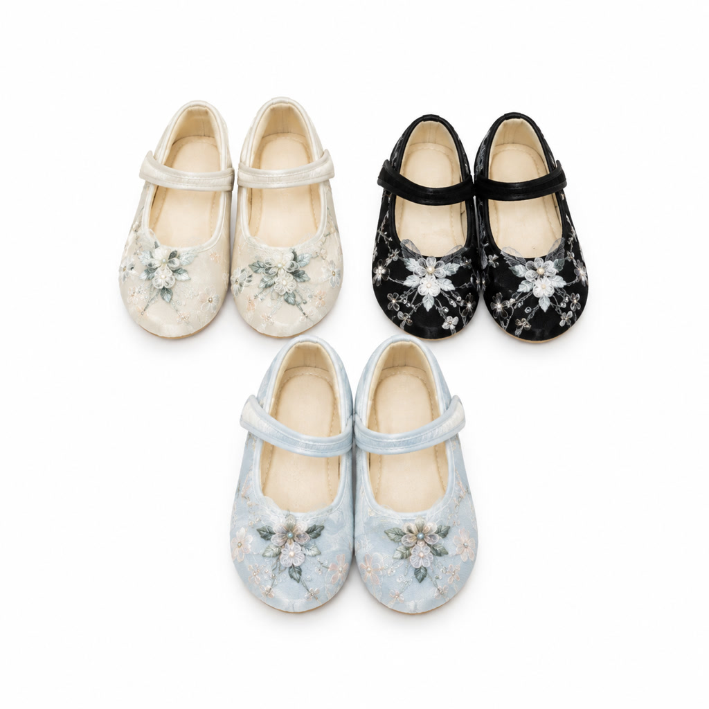 [DLM-4997-1] Zapato de charol para niña con moño frontal y correa de perlas (16-20)
