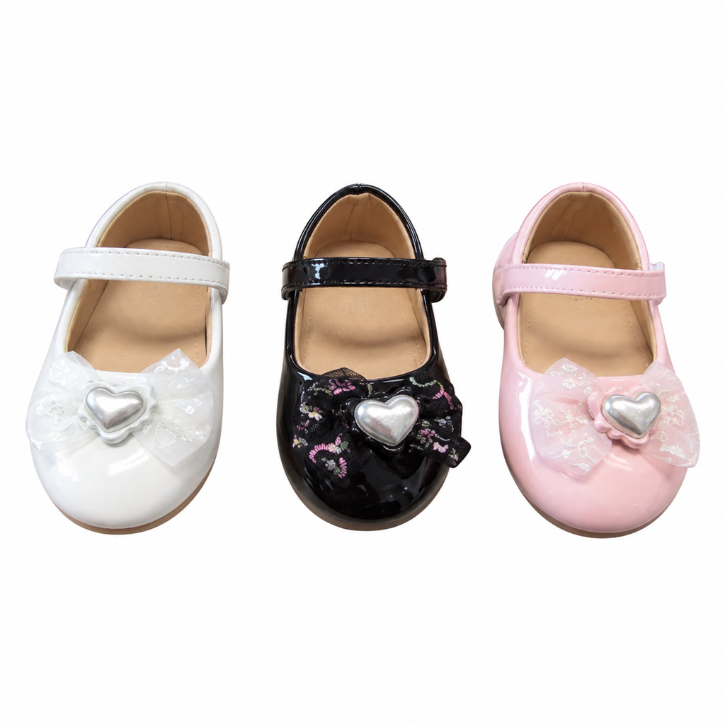 [DLM-4351] Zapato de charol para niña con moño grande y correa lisa (21-25)