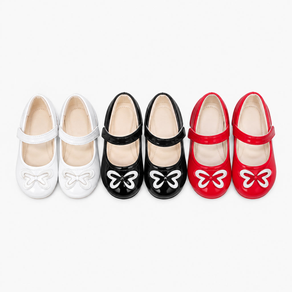 [DLM-3774] Zapato de charol para niña con moño pequeño de tela y pulsera (26-30)