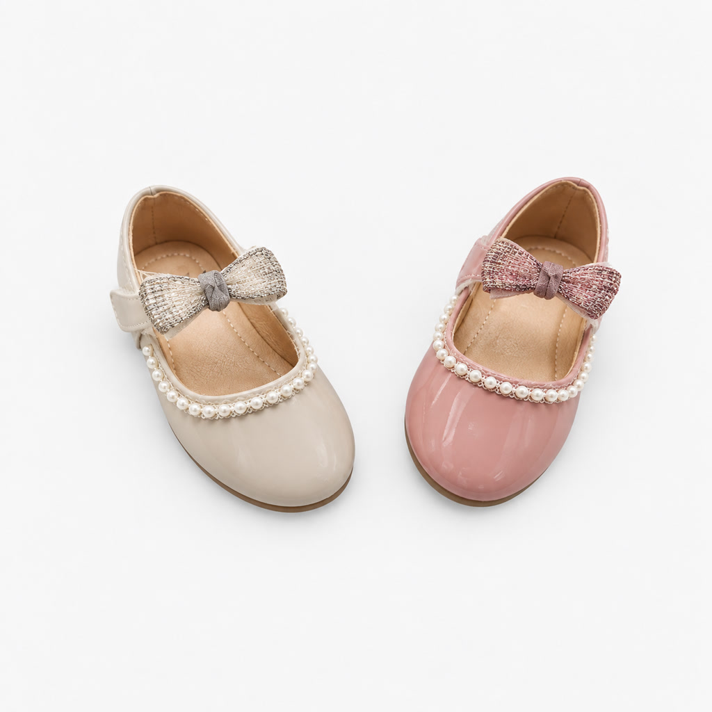 [DLM-1550] Zapato de charol para niña con moño pequeño sobre puntera brillante (26-30)