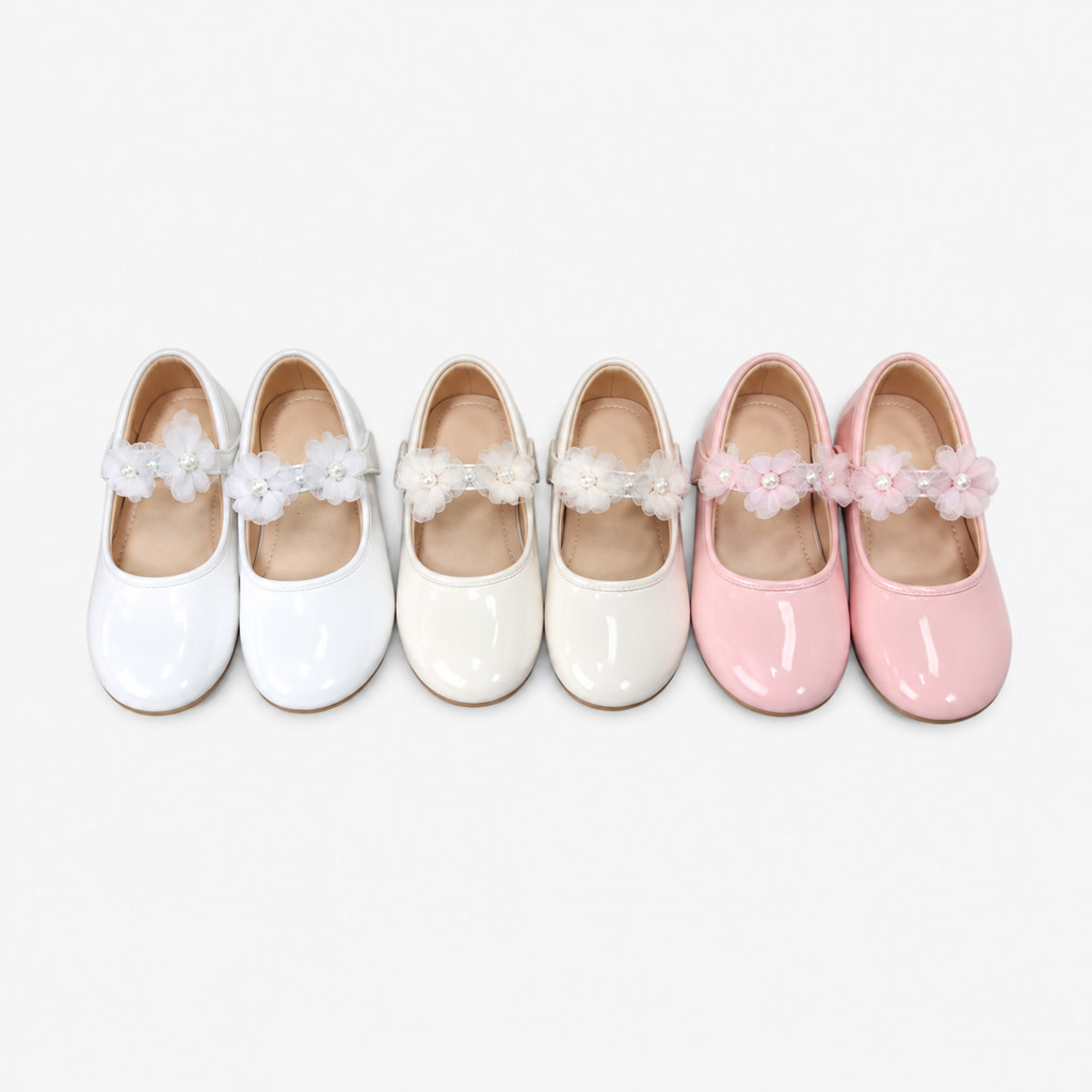 [DLM-4114] Zapato de charol para niña con moño pequeño y borde decorado (26-30)