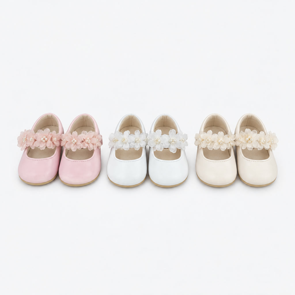 [DLM-5960-1] Zapato de charol para niña con moño pequeño y borde liso (16-20)