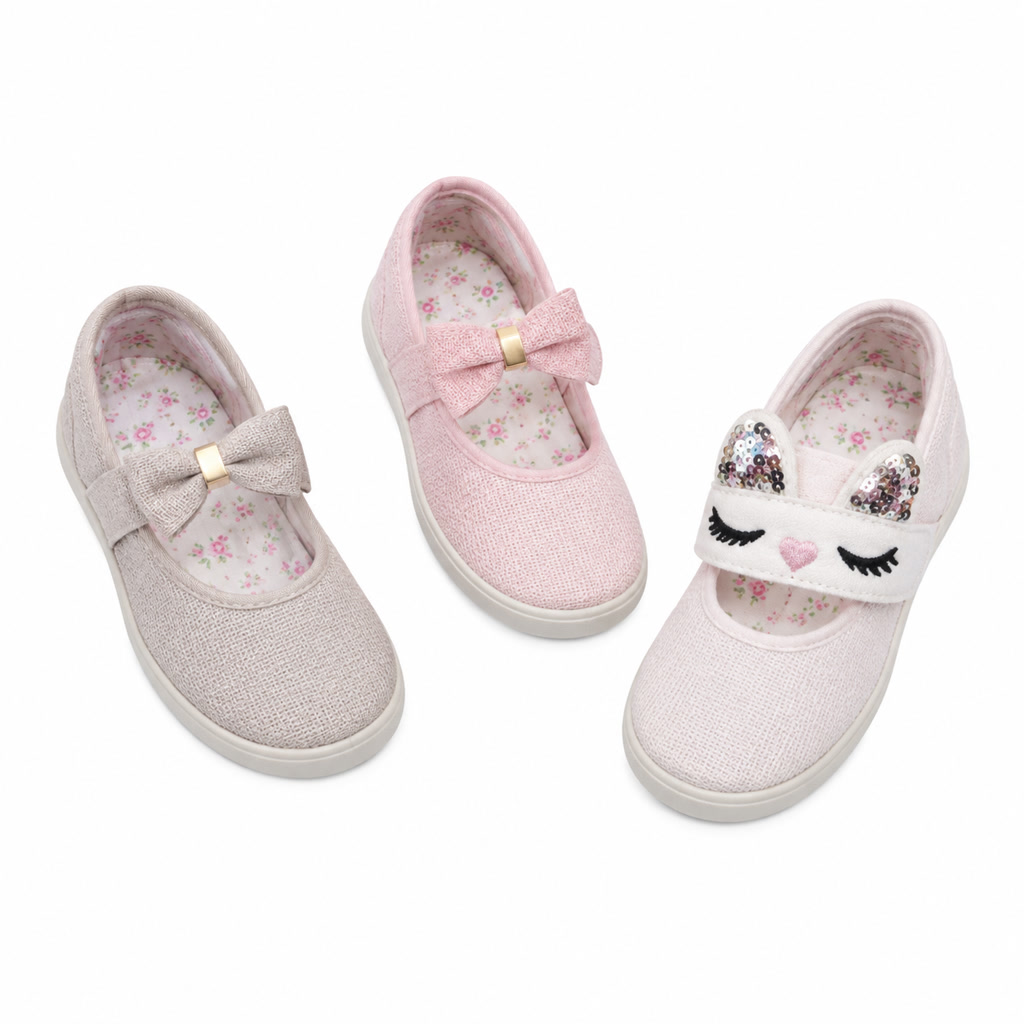Zapato de charol para niña con moño de malla en la punta